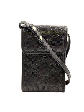 Gucci GG Embossed Mini Bag Leather Black Silver